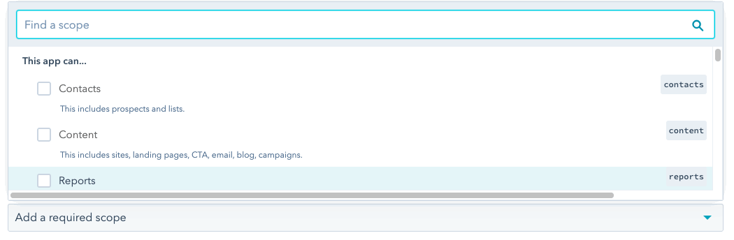 Adding HubSpot scopes